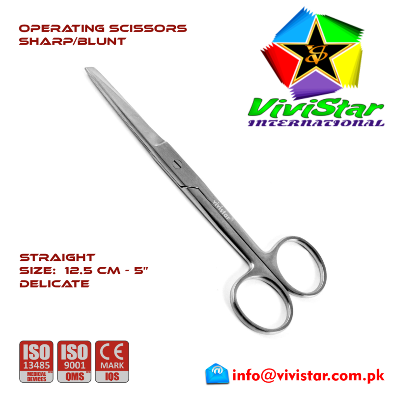 25 - OPERATING SCISSORS - Sharp Blunt - Straight Delicate 12-5 cm 5 inch Cardiovascular ENT General Surgery Gynecology Obstetrics Neurosurgery Spine Orthopedic Plastic Surgery Urology