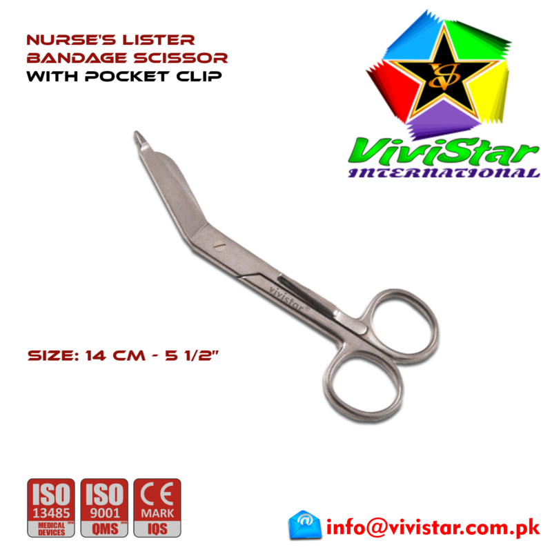 Nurses Lister Bandage Scissor with Pocket Clip