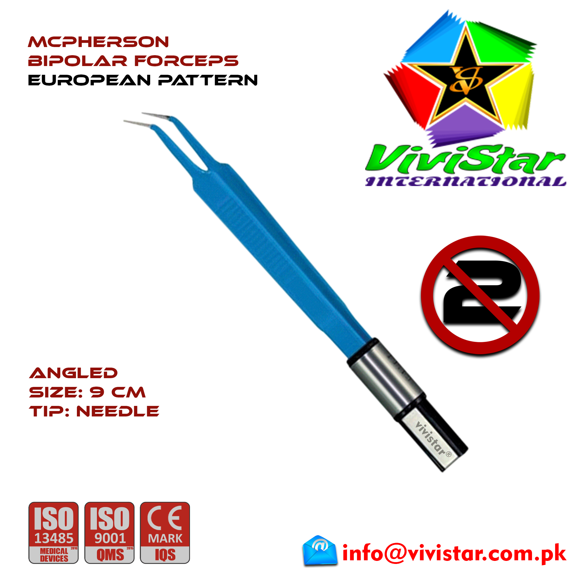 McPherson-Bipolar-Forceps-Angled-9cm-Needle-Electrosurgical-Instruments-Coagulate-Tissues-European-Europe-Blue-Coating-Single-Use