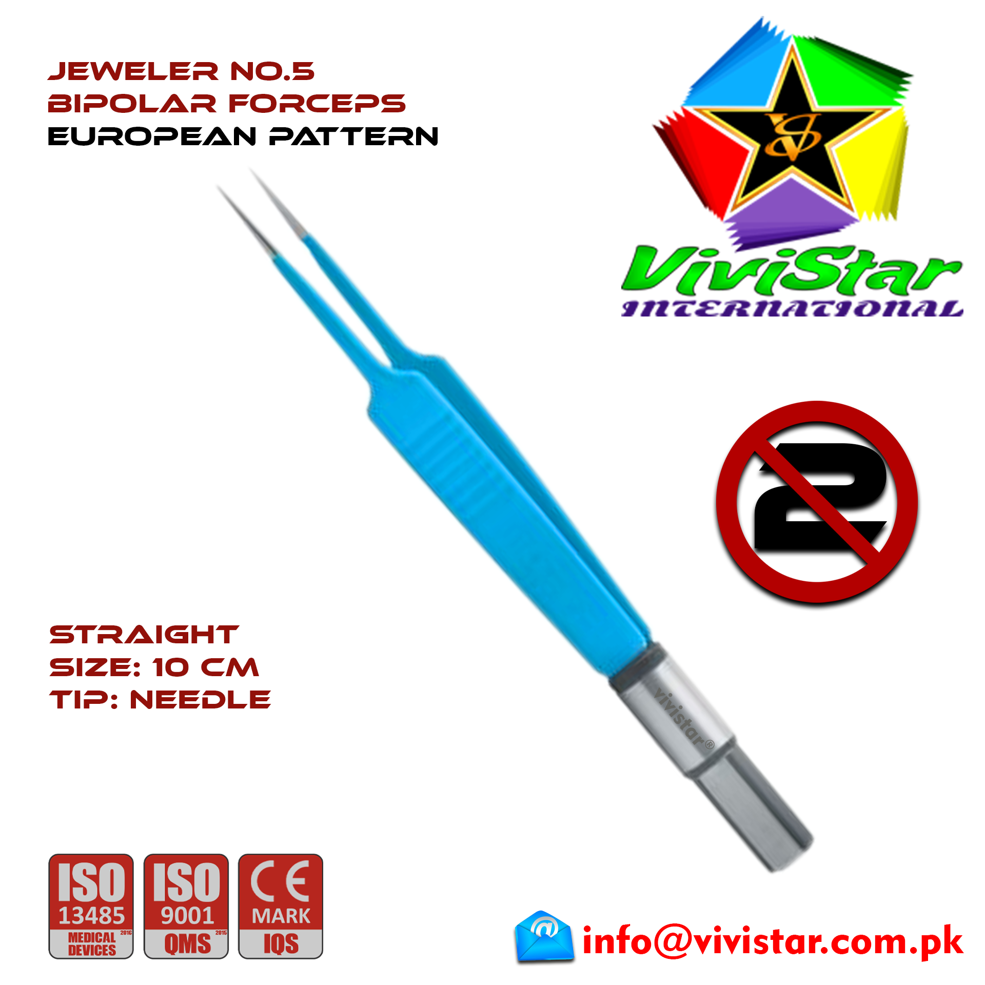 Jeweler-No-5-Bipolar-Forceps-Angled-10-cm-Needle-Electrosurgical-Instruments-Coagulate-Tissues-European-Europe-Blue-Coating-Single-Use