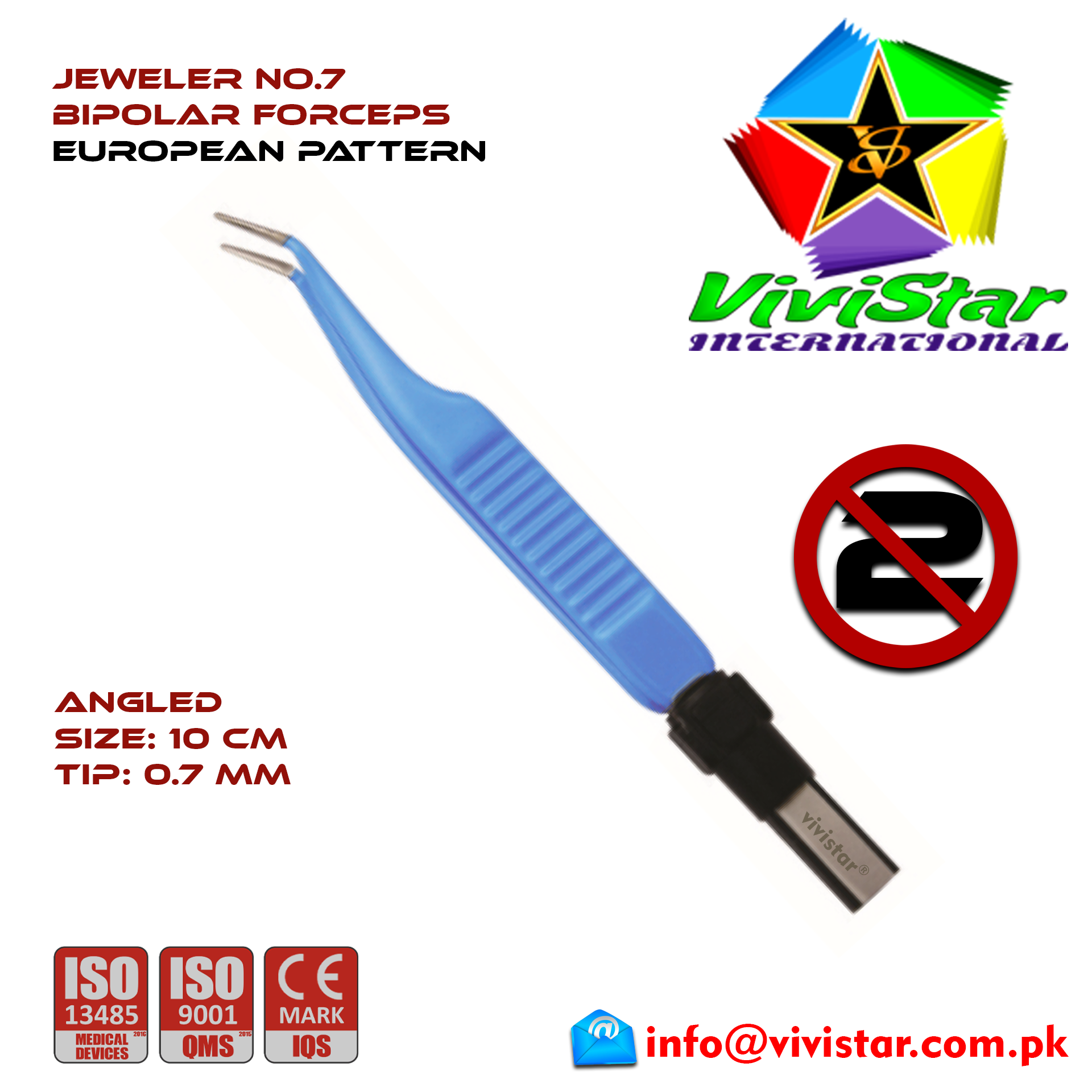 Jeweler-No-7-Bipolar-Forceps-Angled-10-cm-Point-7-mm-Electrosurgical-Instruments-Coagulate-Tissues-European-Europe-Blue-Coating-Single-Use