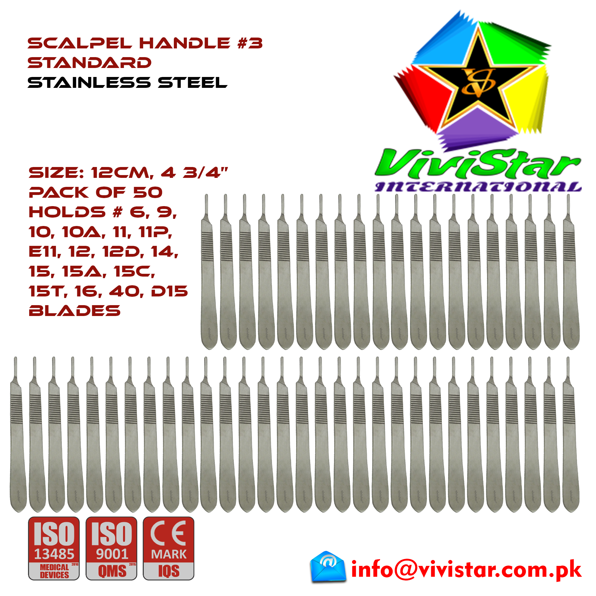 thumbnail image 2 of Inst-Plus #3 Dental Scalpel Handle – Stainless Steel, Surgical BP Handle, Veterinary & Dentistry, Made In Pakistan 2 of 5