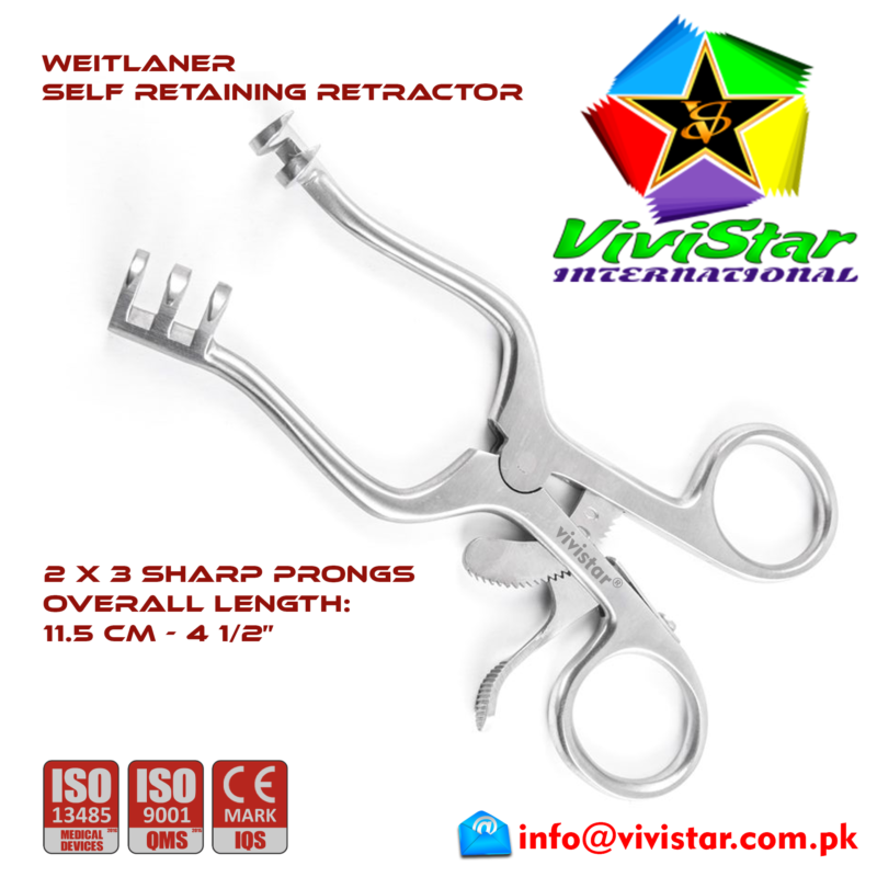03 - Weitlaner Self Retaining Retractor 11cm 2x3 Sharp Prongs Surgical general neurological spinal orthopedic surgeries Hooks Spatulas