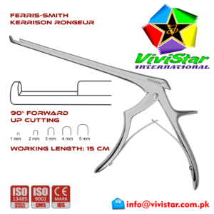 04 - Ferris-Smith Kerrison Rongeur upbit tip Punch 90 degree 1 - 5 mm 15 cm working length neurosurgical intracranial linear bone cuts surgeons plier grip style handle Neurosurgery Spine Orthopedic