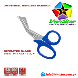04 - Universal Bandage Scissors 5-75 (Blue) Shears Heavy Duty EMT EMS Utility Trauma Set First Aid Stainless Steel Blades and Plastic Handles Paramedic Nursing Tools