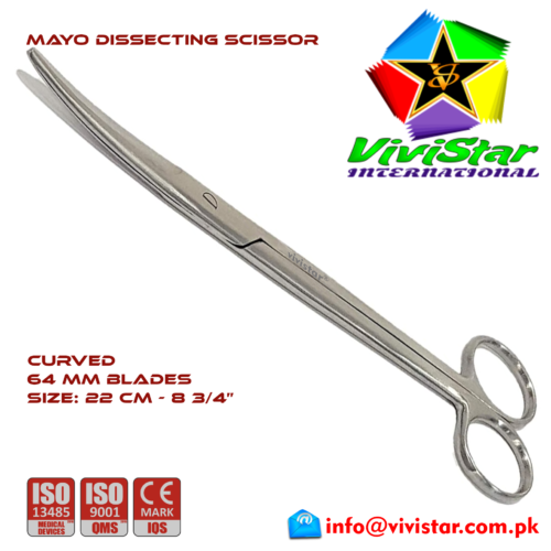 06 - Mayo Dissecting Scissor - Curved 22 cm 8 inch Cardiovascular ENT General Surgery Gynecology Obstetrics Neurosurgery Spine Orthopedic Plastic Surgery Urology