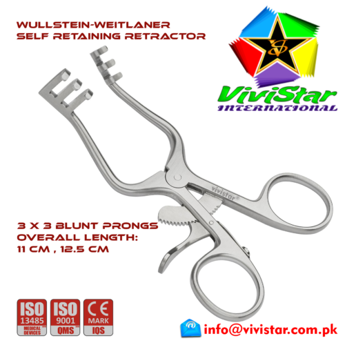 06 - Wullstein-Weitlaner 11cm 12-5cm 3x3 Blunt Prongs Surgical general neurological spinal orthopedic surgeries Hooks Spatulas 06 - Wullstein-Weitlaner 11cm 12-5cm 3x3 Blunt Prongs Surgical general neurological spinal orthopedic surgeries Hooks Spatulas