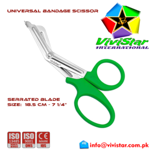 07 - Universal Bandage Scissors 7-25 (Green) Shears Heavy Duty EMT EMS Utility Trauma Set First Aid Stainless Steel Blades and Plastic Handles Paramedic Nursing Tools
