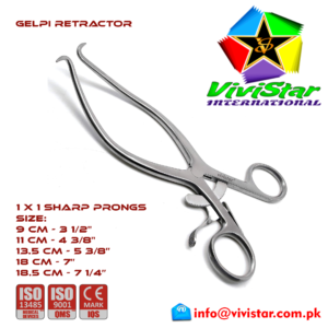 Gelpi-Self-Retaining-Retractors-9-11-18-cm-1-x-1-sharp-Prongs-Surgical-general-neurological-spinal-orthopedic-surgeries-Hooks-Spatulas