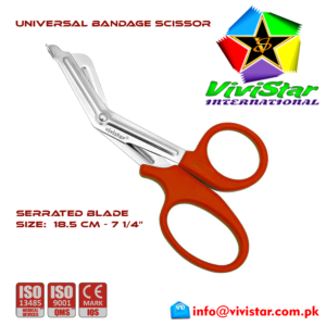 09 - Universal Bandage Scissors 7-25 (Red) Shears Heavy Duty EMT EMS Utility Trauma Set First Aid Stainless Steel Blades and Plastic Handles Paramedic Nursing Tools