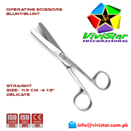 13 - OPERATING SCISSORS - Blunt Blunt - Straight Delicate 11-5 cm 4-5 inch Cardiovascular ENT General Surgery Gynecology Obstetrics Neurosurgery Spine Orthopedic Plastic Surgery Urology OPERATING SCISSORS - Blunt Blunt - Straight Delicate 11-5 cm 4-5 inch Cardiovascular