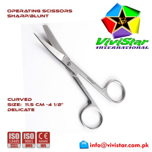 14 - OPERATING SCISSORS - Sharp Blunt - Curved Delicate 11-5 cm 4-5 inch Cardiovascular ENT General Surgery Gynecology Obstetrics Neurosurgery Spine Orthopedic Plastic Surgery Urology OPERATING-SCISSORS-Sharp-Blunt-Curved-Delicate-11-5-cm-4-5-inch-Cardiovascular-