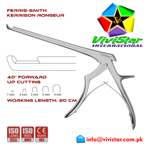 15 - Ferris-Smith Kerrison Rongeur Down bit tip Punch 40 degree 1 - 5 mm 20 cm 8 inch working length neurosurgical intracranial linear bone cuts surgeons plier ent handle Neurosurgery Spine Orthopedic 15 - Ferris-Smith Kerrison Rongeur Down bit tip Punch 40 degree 1 - 5 mm 20 cm 8 inch working length neurosurgical intracranial linear bone cuts surgeons plier ent handle Neurosurgery Spine Orthopedic