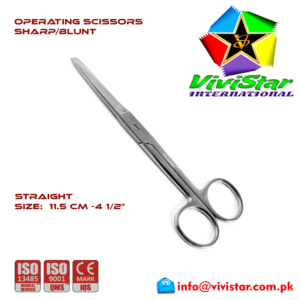 OPERATING-SCISSORS-Sharp-Blunt-Straight-11-5-cm-4-5-inch-Cardiovascular-ENT-General-Surgery