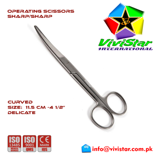 17 - OPERATING SCISSORS - Sharp Sharp - Curved Delicate 11-5 cm 4-5 inch Cardiovascular ENT General Surgery Gynecology Obstetrics Neurosurgery Spine Orthopedic Plastic Surgery Urology OPERATING-SCISSORS-Sharp-Sharp-Curved-Delicate-11-5-cm-4-5-inch-Cardiovascular-ENT-General-Surgery