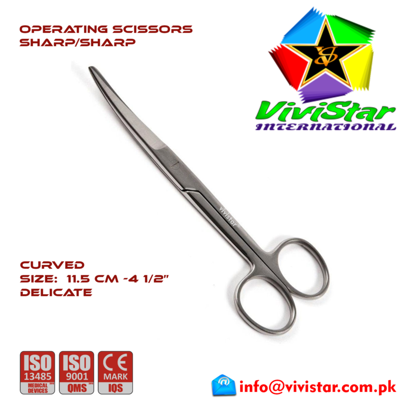 OPERATING-SCISSORS-Sharp-Sharp-Curved-Delicate-11-5-cm-4-5-inch-Cardiovascular-ENT-General-Surgery