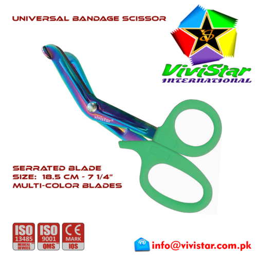 21 - Universal Bandage Scissors 7-25 (Multi-Color) Green Shears Heavy Duty EMT EMS Utility Trauma Set First Aid Stainless Steel Blades and Plastic Handles Paramedic Nursing Tools