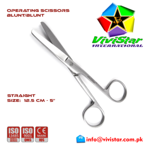 22 - OPERATING SCISSORS - Blunt Blunt - Straight 12-5 cm 5 inch Cardiovascular ENT General Surgery Gynecology Obstetrics Neurosurgery Spine Orthopedic Plastic Surgery Urology