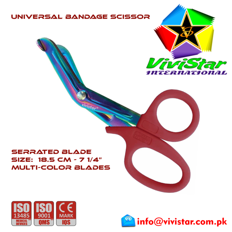 25 - Universal Bandage Scissors 7-25 (Multi-Color) Red Shears Heavy Duty EMT EMS Utility Trauma Set First Aid Stainless Steel Blades and Plastic Handles Paramedic Nursing Tools