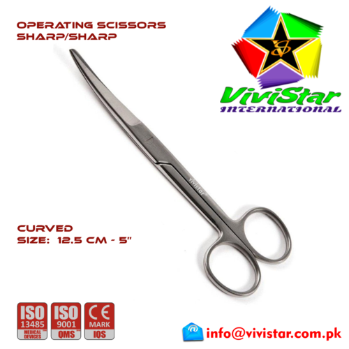26 - OPERATING SCISSORS - Sharp Sharp - Curved 12-5 cm 5 inch Cardiovascular ENT General Surgery Gynecology Obstetrics Neurosurgery Spine Orthopedic Plastic Surgery Urology