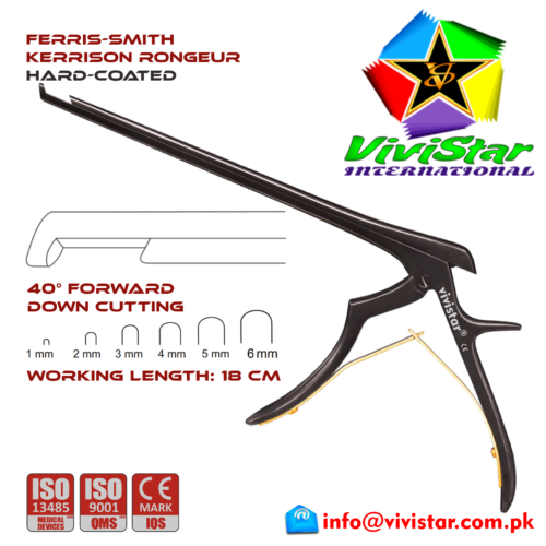 27 - Ferris-Smith Kerrison Rongeur Hard Coated down bit tip Punch 40 degree 1 - 6 mm 18 cm 7 inch WL neurosurgical intracranial Black Gold surgeons plier ENT handle Neurosurgery Spine Orthopedic 27 - Ferris-Smith Kerrison Rongeur Hard Coated down bit tip Punch 40 degree 1 - 6 mm 18 cm 7 inch WL neurosurgical intracranial Black Gold surgeons plier ENT handle Neurosurgery Spine Orthopedic