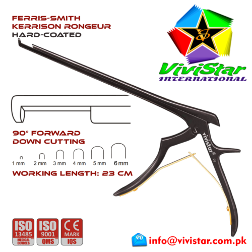 33 - Ferris-Smith Kerrison Rongeur Hard Coated down bit tip Punch 90 degree 1 - 6 mm 23 cm 9 inch WL neurosurgical intracranial Black Gold surgeons plier ENT handle Neurosurgery Spine Orthopedic 33 - Ferris-Smith Kerrison Rongeur Hard Coated down bit tip Punch 90 degree 1 - 6 mm 23 cm 9 inch WL neurosurgical intracranial Black Gold surgeons plier ENT handle Neurosurgery Spine Orthopedic