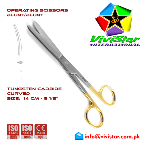 34 - OPERATING SCISSORS TC - Blunt Blunt - Curved Tungsten Carbide14 cm 5-5 inch Cardiovascular ENT General Surgery Gynecology Obstetrics Neurosurgery Spine Orthopedic Plastic Surgery Urology OPERATING-SCISSORS-TC-Blunt-Blunt-Curved-Tungsten-Carbide14-cm-5-5-inch-Cardiovascular-ENT-General-Surgery-Gynecology