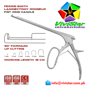 36 - Ferris-Smith Laminectomy Rongeur Fist Ring Handle Up Punch 90 degree 1 - 6 mm 18 cm 7 inch WL neurosurgical intracranial surgeons ENT Neurosurgery Spine Orthopedic