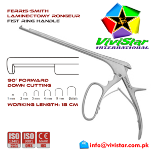 37 - Ferris-Smith Laminectomy Rongeur Fist Ring Handle Down Punch 90 degree 1 - 6 mm 18 cm 7 inch WL neurosurgical intracranial surgeons ENT Neurosurgery Spine Orthopedic