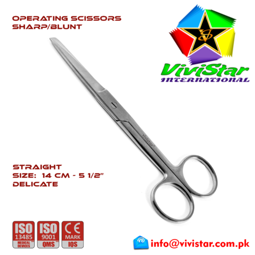 38 - OPERATING SCISSORS - Sharp Blunt - Straight Delicate 14 cm 5-5 inch Cardiovascular ENT General Surgery Gynecology Obstetrics Neurosurgery Spine Orthopedic Plastic Surgery Urology OPERATING-SCISSORS-Sharp-Blunt-Straight-Delicate-14-cm-5-5-inch-Cardiovascular-ENT-General-Surgery-