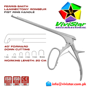 43 - Ferris-Smith Laminectomy Rongeur Fist Ring Handle Down Punch 40 degree 1 - 6 mm 20 cm 8 inch WL neurosurgical intracranial surgeons ENT Neurosurgery Spine Orthopedic