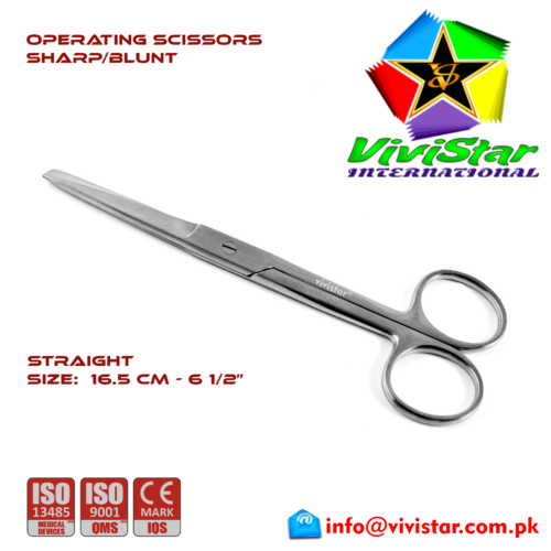 50 - OPERATING SCISSORS - Sharp-blunt - Straight 16-5 cm 6-5 inch Cardiovascular ENT General Surgery Gynecology Obstetrics Neurosurgery Spine Orthopedic Plastic Surgery Urology 50 - OPERATING SCISSORS - Sharp-blunt - Straight 16-5 cm 6-5 inch Cardiovascular ENT General Surgery Gynecology Obstetrics Neurosurgery Spine Orthopedic Plastic Surgery Urology