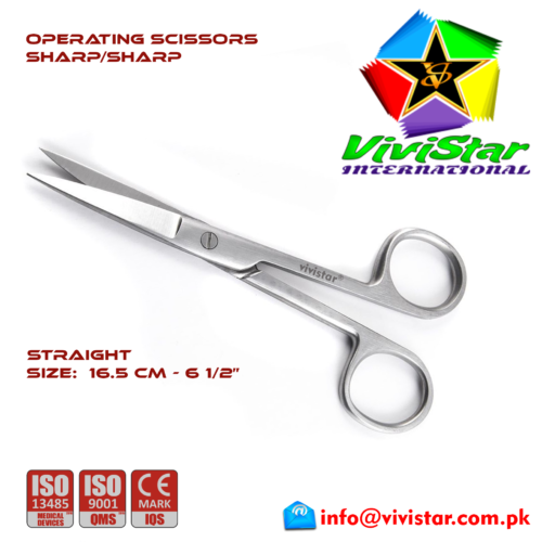 52 - OPERATING SCISSORS - Sharp-Sharp - Straight 16-5 cm 6-5 inch Cardiovascular ENT General Surgery Gynecology Obstetrics Neurosurgery Spine Orthopedic Plastic Surgery Urology OPERATING-SCISSORS-Sharp-Sharp-Straight-16-5-cm-6-5-inch-Cardiovascular-ENT-General-Surgery-Gynecology-Obstetrics-Neurosurgery-Spine