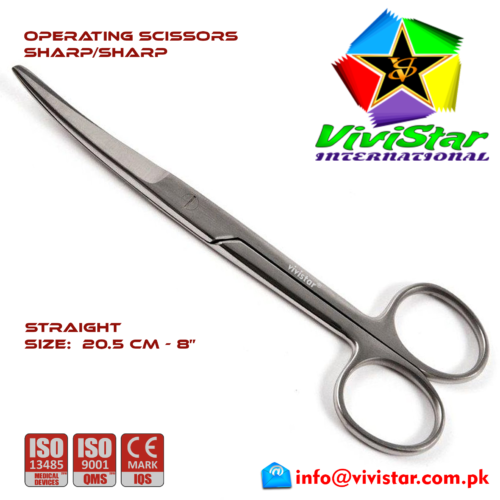 56 - OPERATING SCISSORS - Sharp-Sharp - Curved 20-5 cm 8 inch Cardiovascular ENT General Surgery Gynecology Obstetrics Neurosurgery Spine Orthopedic Plastic Surgery Urology OPERATING-SCISSORS-Sharp-Sharp-Curved-20-5-cm-8-inch-Cardiovascular-ENT-General-Surgery-Gynecology-Obstetrics-Neurosurgery-Spine-Orthopedic