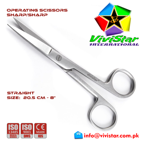 57 - OPERATING SCISSORS - Sharp-Sharp - Straight 20-5 cm 8 inch Cardiovascular ENT General Surgery Gynecology Obstetrics Neurosurgery Spine Orthopedic Plastic Surgery Urology OPERATING-SCISSORS-Sharp-Sharp-Straight-20-5-cm-8-inch-Cardiovascular-ENT-General-Surgery-Gynecology-Obstetrics-Neurosurgery-Spine-Orthopedic