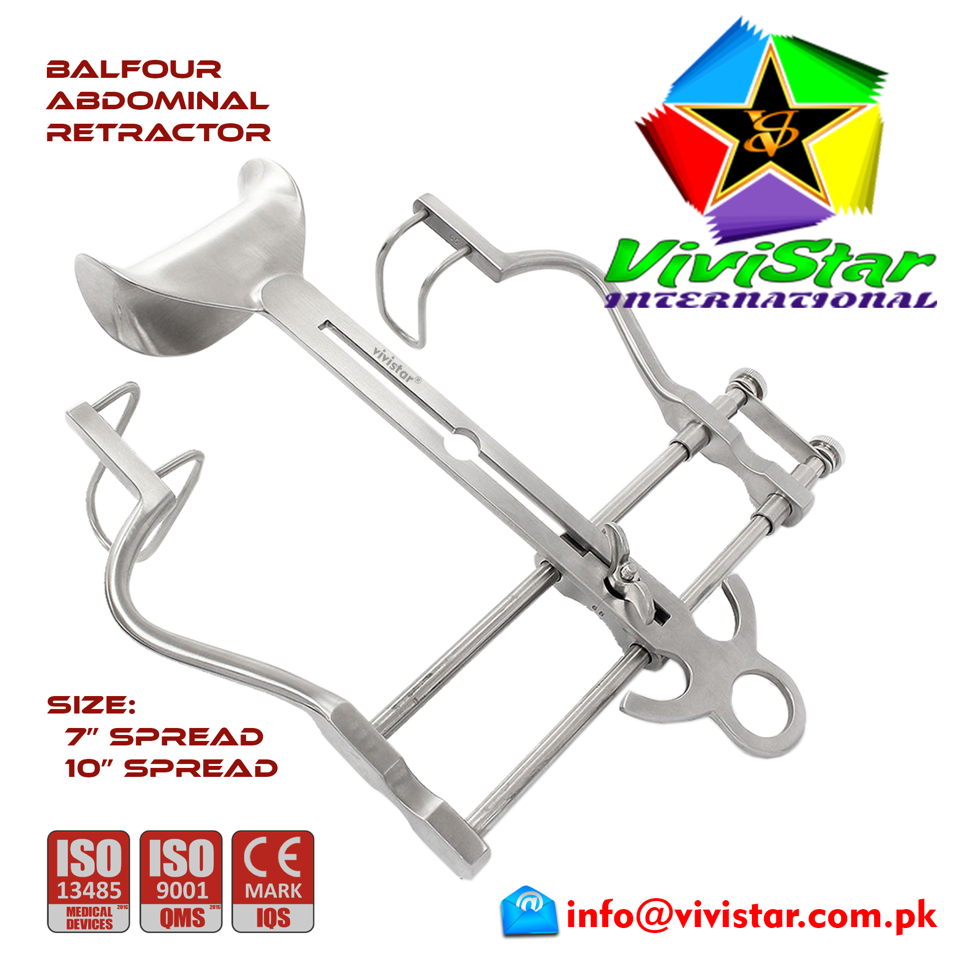 Balfour Abdominal Retractor 10" inch 7" General Surgery Vascular Surgery Pediatric Surgery Spine Urology Cardiac USA Germany German Stainless Steel