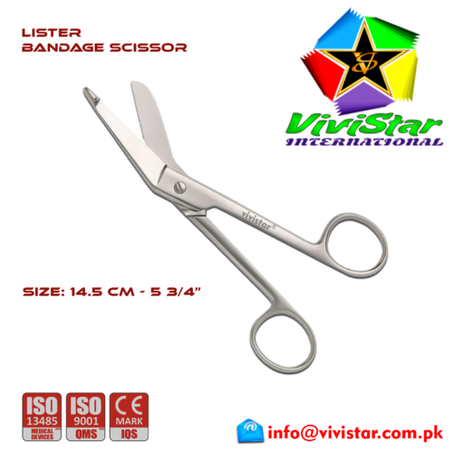 66 - Lister Bandage Scissor special EMI EMS dissection Cuts skin Surgical tissue bandages plasters sutures 14-5 cm 5-75 inch Cardiovascular General Surgery Orthopedic Lister Bandage Scissor