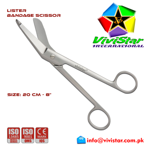67 - Lister Bandage Scissor special EMI EMS dissection Cuts skin Surgical tissue bandages plasters sutures 20 cm 8 inch Cardiovascular General Surgery Orthopedic Lister Bandage Scissor