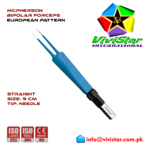 McPherson-Bipolar-Forceps-Straight-9cm-Needle-Electrosurgical-Instruments-Coagulate-Tissues-European-Europe-Blue-Coating