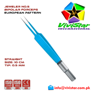 Jeweler-No-5-Bipolar-Forceps-Angled-10-cm-Point-5-mm-Electrosurgical-Instruments-Coagulate-Tissues-European-Europe-Blue-Coating