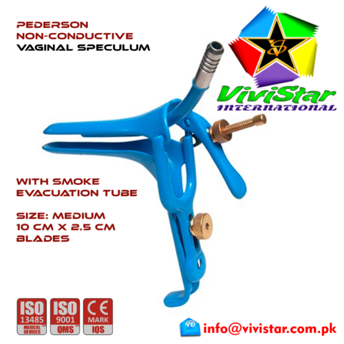 Pederson Vaginal Speculum Medium M Gynecology Obstetrics Leep Insulated smoke evacuation Electrosurgical Instruments Coagulate Tissues European Europe Blue Coating
