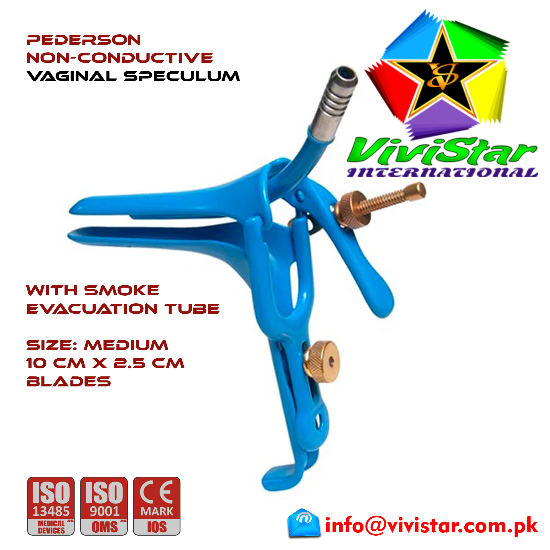 Pederson Vaginal Speculum Medium M Gynecology Obstetrics Leep Insulated smoke evacuation Electrosurgical Instruments Coagulate Tissues European Europe Blue Coating