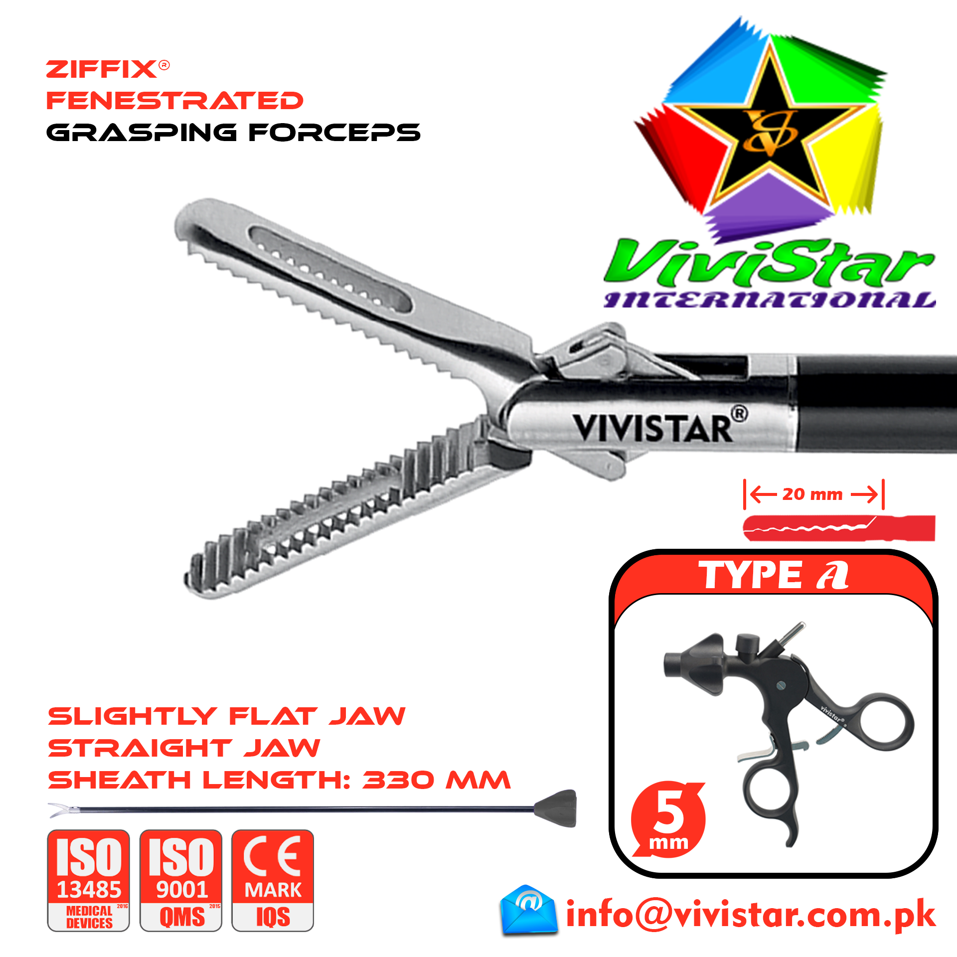 Laparoscopic Fenestrated Grasping Forceps Straight 330mm Sheath 5mm 5x330mm Laparoscopy Endoscopy Surgery Surgical Instrument with Ratchet USA German