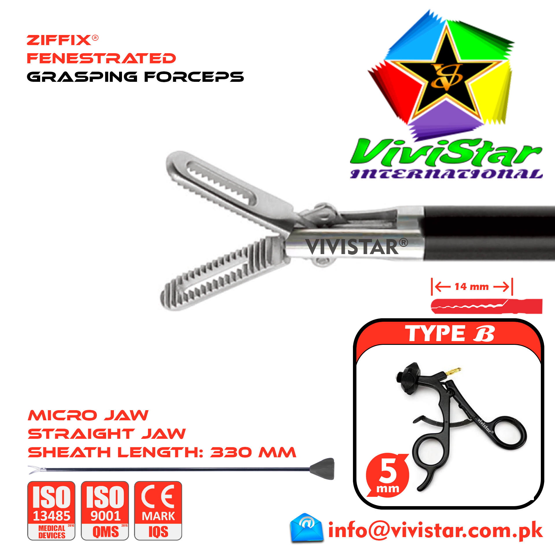 Laparoscopic-Micro-Fenestrated-Grasping-Forceps-Straight-330mm-Sheath-5mm-5x330mm-Laparoscopy-Endoscopy-Surgery-Surgical-Instrument-Economy-with-Ratchet-USA-German