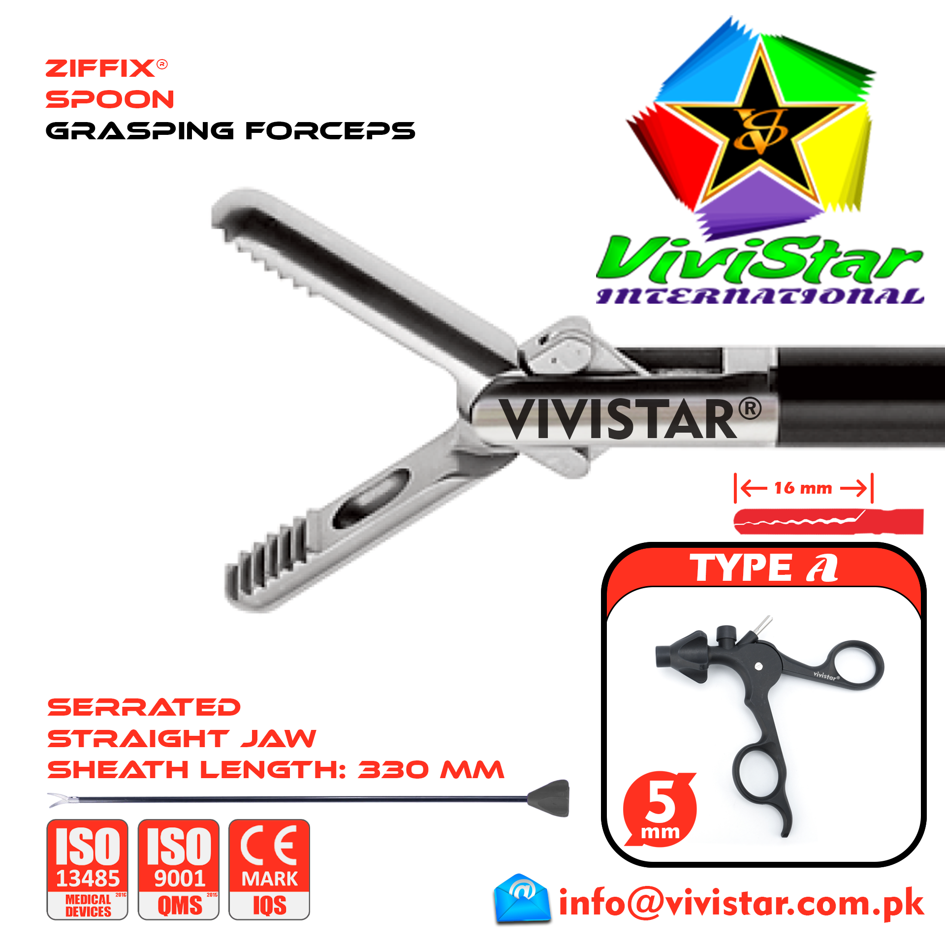 Laparoscopic Spoon Grasping Forceps 330mm Sheath 5mm 5x330mm Laparoscopy Endoscopy Surgery Surgical Instrument without Ratchet USA German