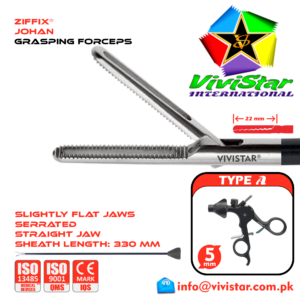 Laparoscopic Johan Grasping Forceps 22mm 330mm Sheath 5mm 5x330mm Laparoscopy Endoscopy Surgery Surgical Instrument with Ratchet USA German
