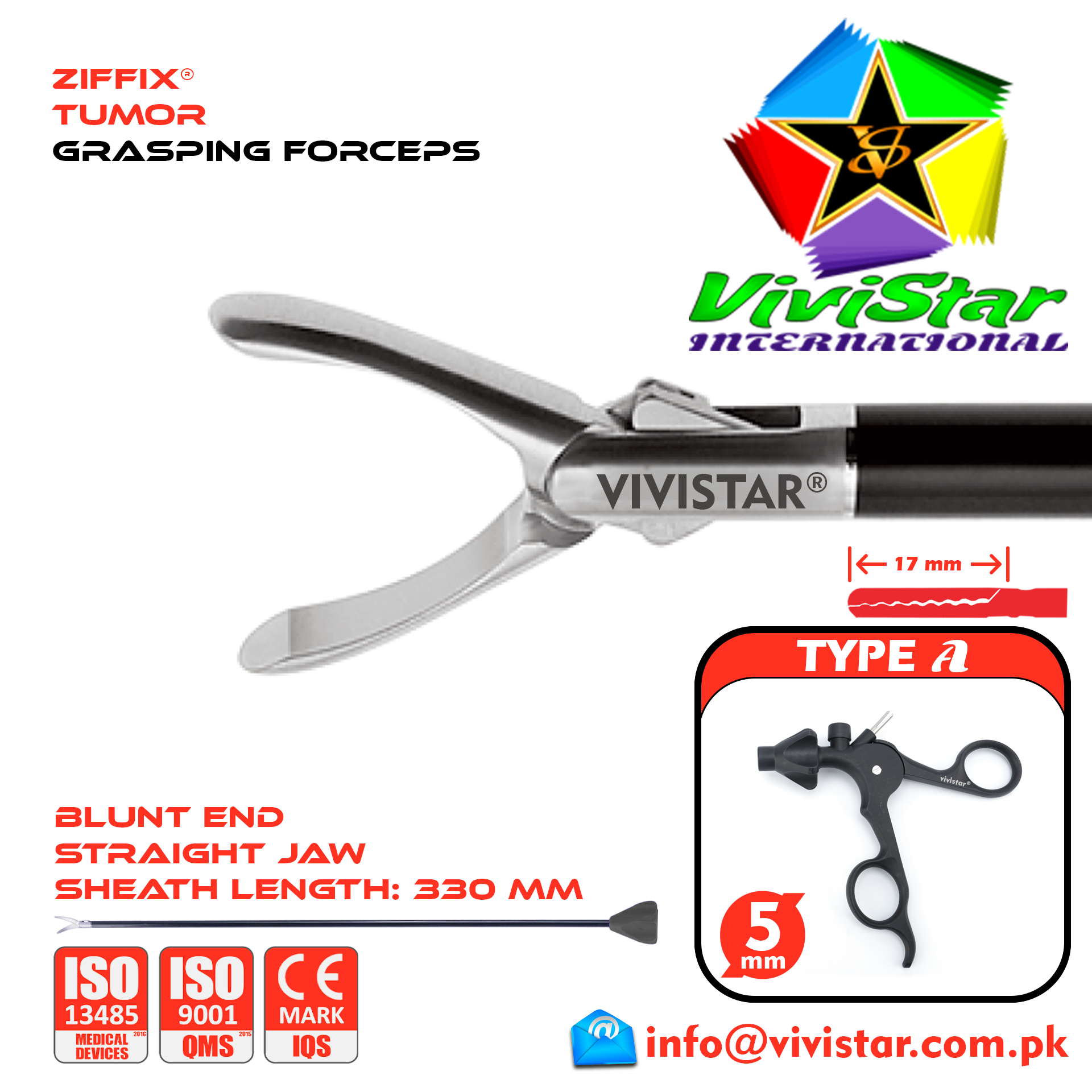 Laparoscopic Tumor Grasping Forceps 330mm Sheath 5mm 5x330mm Laparoscopy Endoscopy Surgery Surgical Instrument without Ratchet USA German