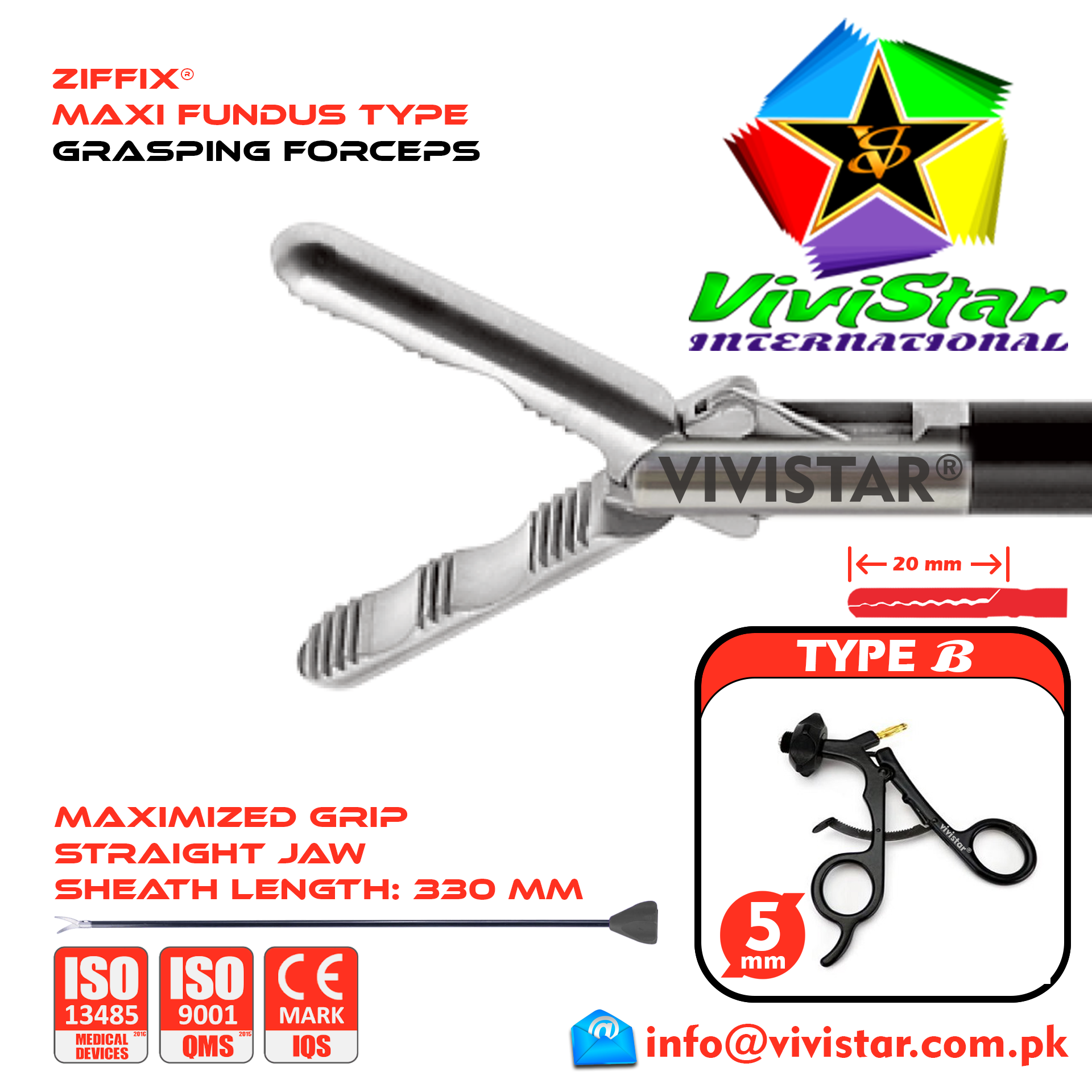 Laparoscopic-Maxi-Fundus-Type-Grasping-Forceps-330mm-Sheath-5mm-5x330mm-Laparoscopy-Endoscopy-Surgery-Surgical-Instrument-Economy-with-Ratchet-USA-German