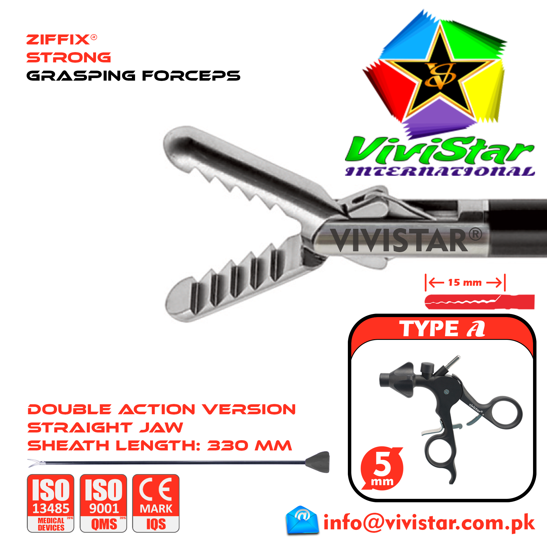 Laparoscopic Strong Grasping Forceps 330mm Sheath 5mm 5x330mm Laparoscopy Endoscopy Surgery Surgical Instrument with Ratchet USA German