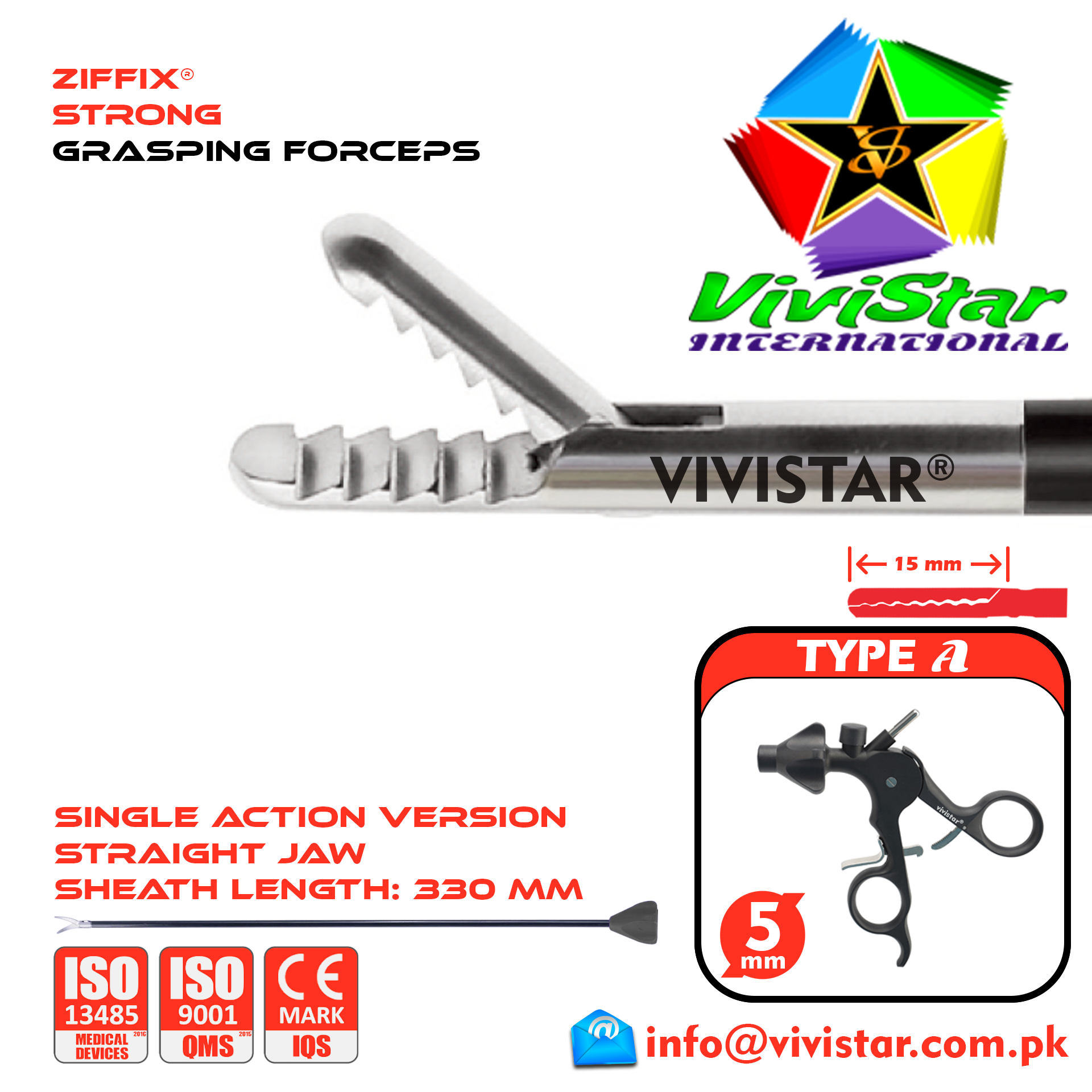 Laparoscopic Strong Grasping Forceps 330mm Sheath 5mm 5x330mm Laparoscopy Endoscopy Surgery Surgical Instrument with Ratchet USA German